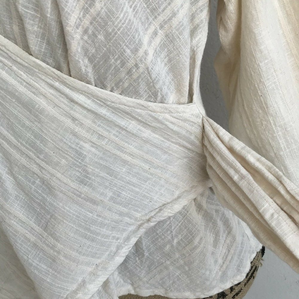 RD & Koko Wrap Top Ivory Long Sleeve Tie Waist - Picture 8 of 12